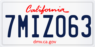 CA license plate 7MIZ063