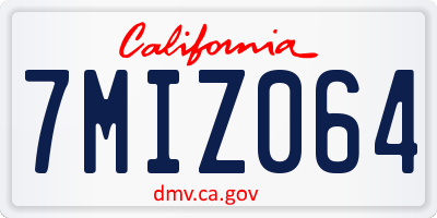CA license plate 7MIZ064