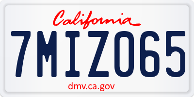 CA license plate 7MIZ065