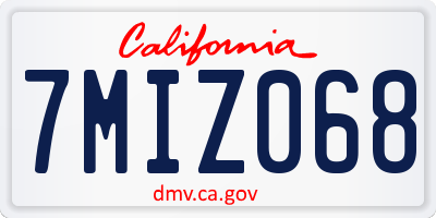 CA license plate 7MIZ068