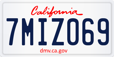 CA license plate 7MIZ069