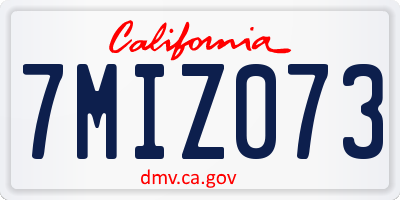 CA license plate 7MIZ073