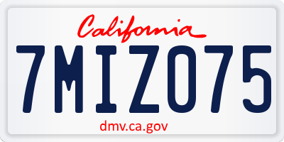 CA license plate 7MIZ075