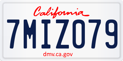 CA license plate 7MIZ079
