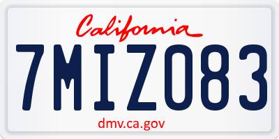 CA license plate 7MIZ083