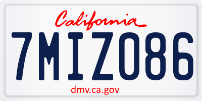 CA license plate 7MIZ086