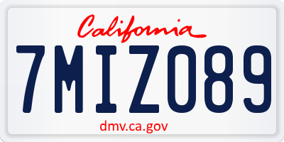 CA license plate 7MIZ089
