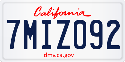 CA license plate 7MIZ092