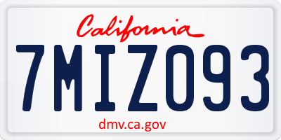 CA license plate 7MIZ093