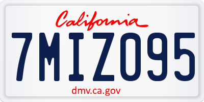 CA license plate 7MIZ095
