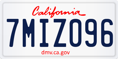 CA license plate 7MIZ096