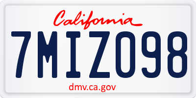 CA license plate 7MIZ098