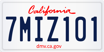 CA license plate 7MIZ101