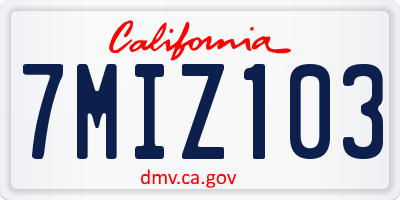 CA license plate 7MIZ103
