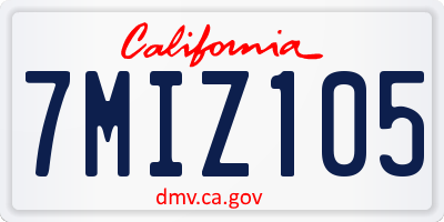 CA license plate 7MIZ105