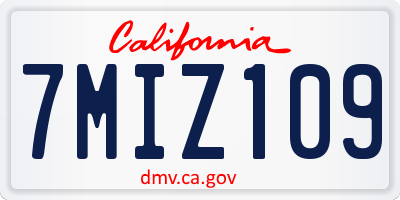 CA license plate 7MIZ109