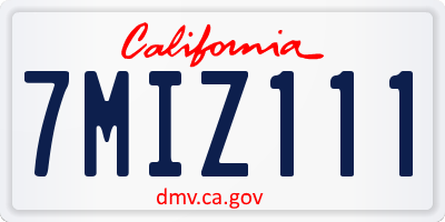 CA license plate 7MIZ111