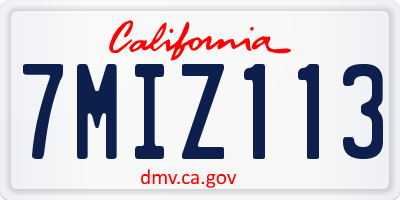 CA license plate 7MIZ113