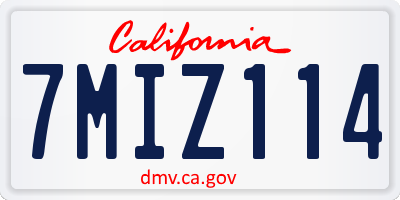 CA license plate 7MIZ114