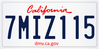CA license plate 7MIZ115