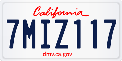 CA license plate 7MIZ117