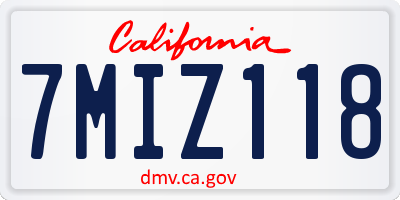 CA license plate 7MIZ118