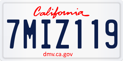 CA license plate 7MIZ119