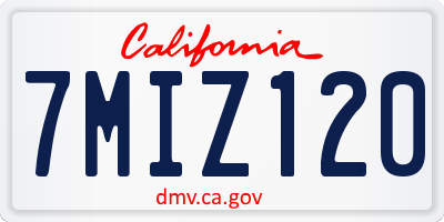 CA license plate 7MIZ120