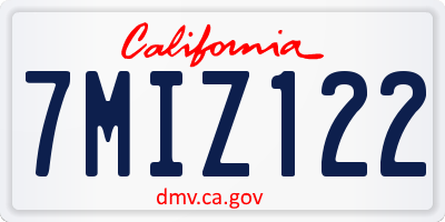 CA license plate 7MIZ122