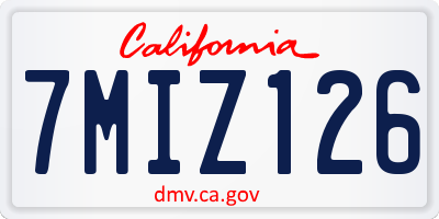 CA license plate 7MIZ126