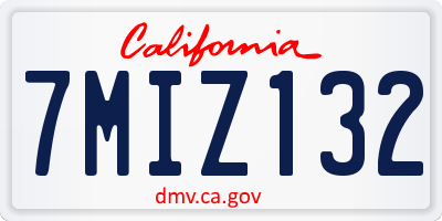 CA license plate 7MIZ132