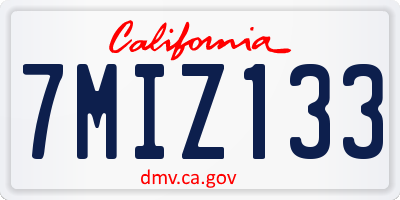 CA license plate 7MIZ133