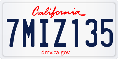 CA license plate 7MIZ135