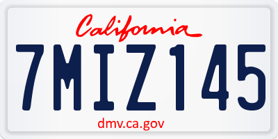 CA license plate 7MIZ145