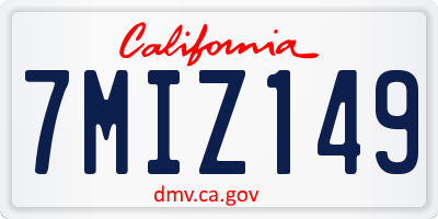 CA license plate 7MIZ149