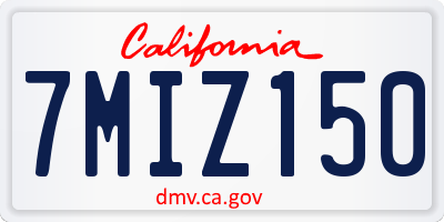 CA license plate 7MIZ150
