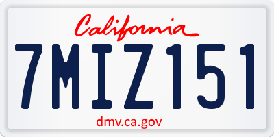 CA license plate 7MIZ151
