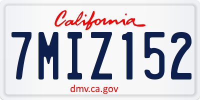 CA license plate 7MIZ152