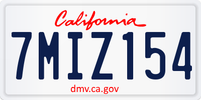 CA license plate 7MIZ154