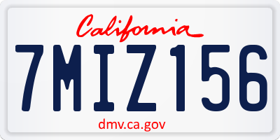 CA license plate 7MIZ156