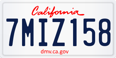 CA license plate 7MIZ158