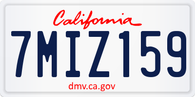 CA license plate 7MIZ159