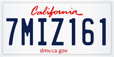 CA license plate 7MIZ161
