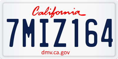 CA license plate 7MIZ164