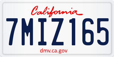 CA license plate 7MIZ165