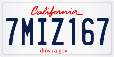 CA license plate 7MIZ167