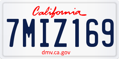 CA license plate 7MIZ169
