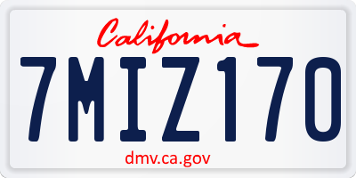 CA license plate 7MIZ170