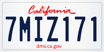 CA license plate 7MIZ171