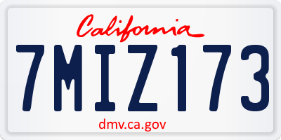 CA license plate 7MIZ173